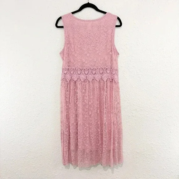 Sundance Pink Lace Sleeveless Boho Feminine Midi Dress Women's Size 12 - Picture 3 of 8